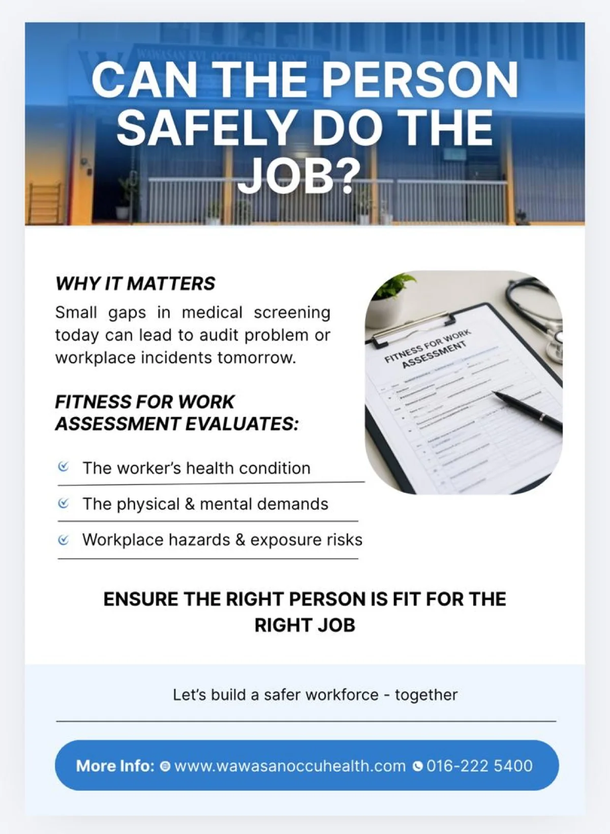 Fitness for Work Assessment Newsletter — Can the Person Safely Do the Job