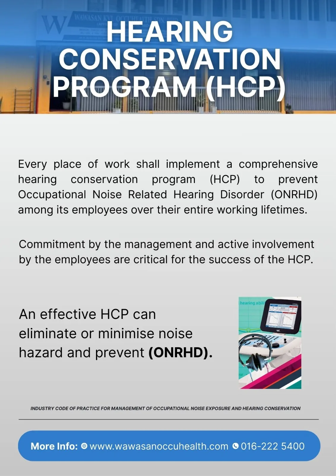 Hearing Conservation Program for occupational noise and audiometric testing